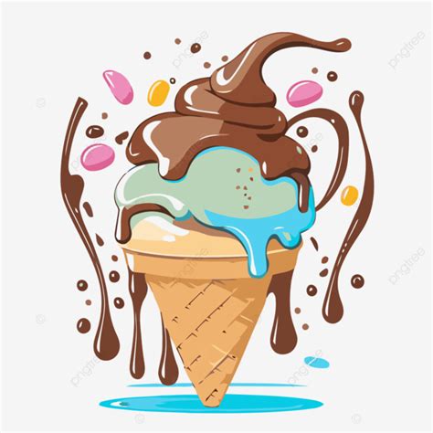 Gambar Aiskrim Percuma Vektor Clipart Pelekat Kon Ais Krim Yang Diisi Dengan Aiskrim Dengan