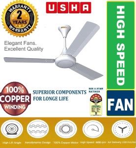 USHA SUPRA ULTRA HIGH SPEED 100 COPPER MOTOR LONG LIFE 1200 Mm 3 Blade