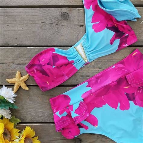 MAILLOT DE BAIN Femmes Mode Plantes Imprimer Sexy Camisole Maillot De Bain Deux Pièces Bikini