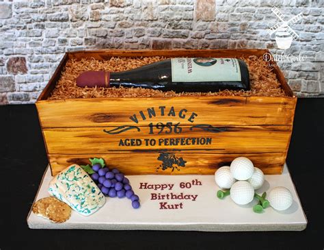 Vintage Aged To Perfection Wine Bottle Crate Cake Bottle Cake Wine