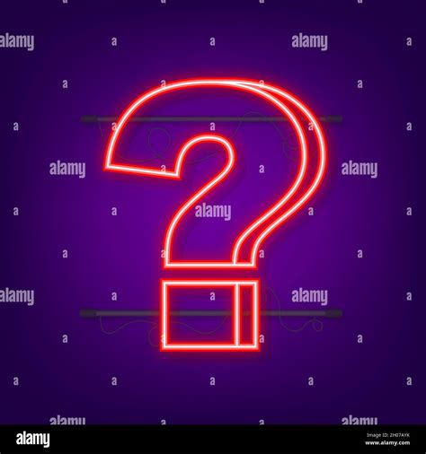 Neon Glowing Question Mark Quiz Neon Banner Vector Stock Illustration