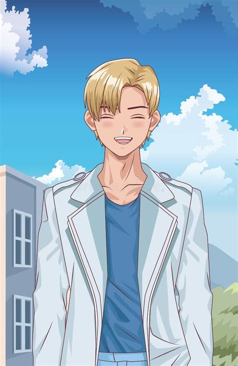 Personnage De Style Hentai De Jeune Garçon Blond Illustration de Vecteur Illustration du animé