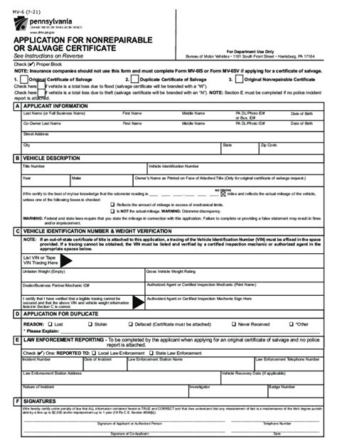 Pa Transportation Salvage Certificate Fill Out Sign Online DocHub