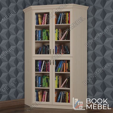 Вместительный книжный угловой шкаф №10 на заказ от фабрики BOOKMEBEL