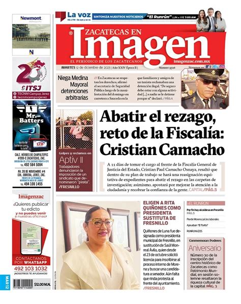 Imagen Zacatecas edición del 12 de diciembre de 2023 Imagen Zacatecas