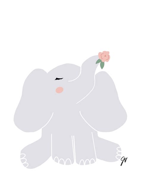 Baby Elephant Digital Art Instant Download Etsy