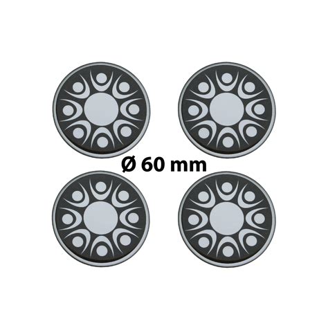 4 x Ø 60 mm Polymere Aufkleber Stern Optik Nabenkappen Felgendec