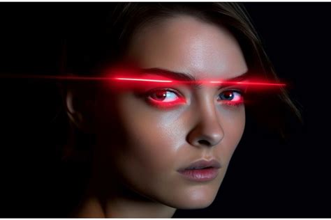 Woman Red Laser Eyes Beauty Generate Ai