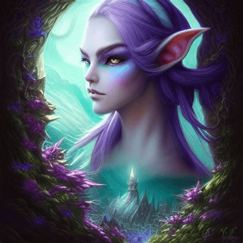 Night Elf Face World Of Warcraft Fine Art · Creative Fabrica