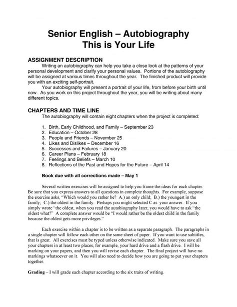 Download Autobiography Template 23 | Autobiography template, Biography ...