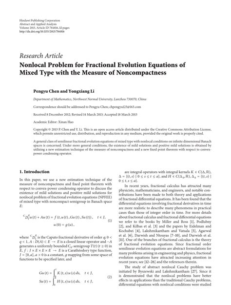 Pdf Nonlocal Problem For Fractional Evolution Equations Of Mixed Type