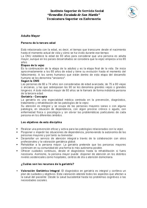 Geriatria - Adulto mayor - “Remedios Escalada de San Martín