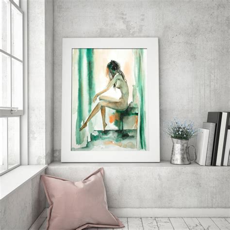 Nude Female Figure Art Print Watercolor Painting Art Print