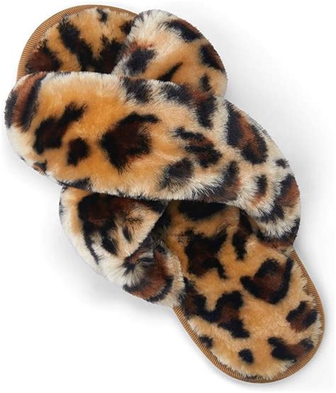 Vepose Womens Cross Band Slippers Soft Plush Furry Open