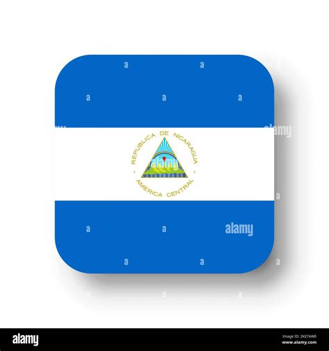 Nicaragua Flag Flat Vector Square With Rounded Corners And Dropped Shadow Stock Vector Image