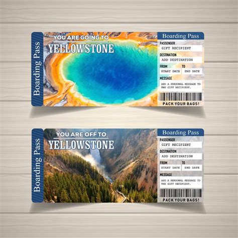 Printable Yellowstone Surprise Trip Gift Ticket Boarding Pass