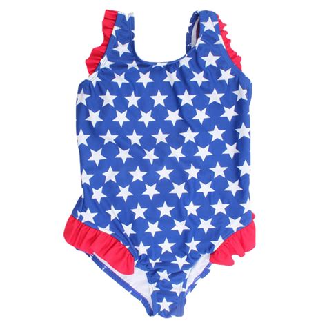 Rovga Years Girls Swimsuit Summer Piece Swimwear Independence Day Print Beach Bikini
