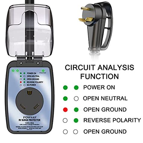 Powsaf Rv Surge Protector With Waterproof Cover Rv Voltage