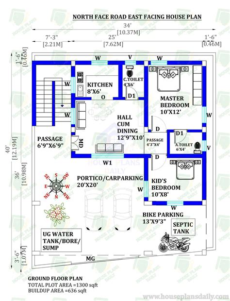 North Road East Facing House Plan | Houseplans.world