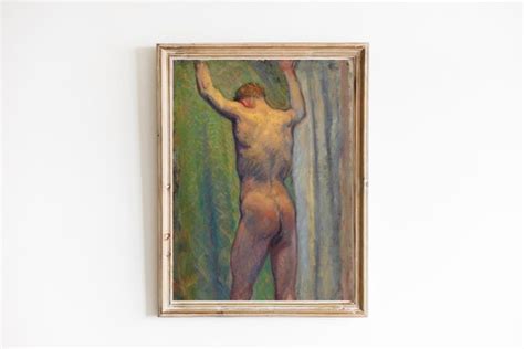 ART PRINT Male Nude Oil Painting Vintage Naked Man Wall Etsy
