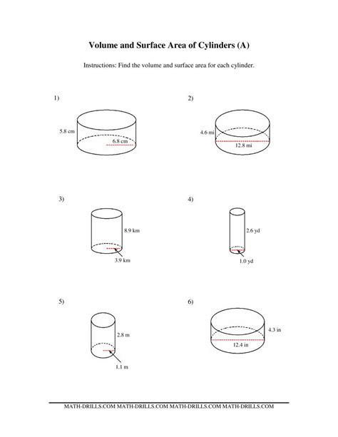 Surface Area Of A Cylinder Worksheet Worksheets Library