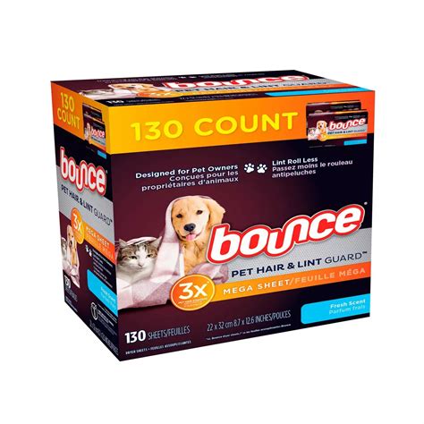 Bounce Pet Hair And Lint Guard Fabric Softener Mega Dryer Sheets Fresh