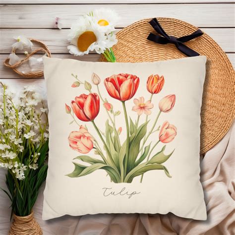 Tulip Cursive Pillow Cover Grandmother Ts Square Throw Cushion