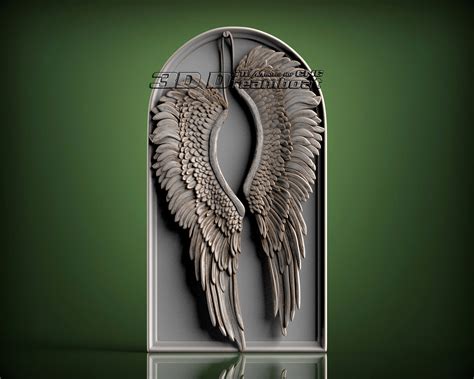 Angel Wings D Stl Model For Cnc Router Artcam Vetric Etsy