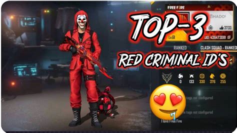 Top Rare Red Criminal Id S Top World Record Id S Garena