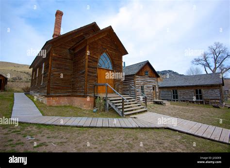 Bannack, Montana. An 1862 gold rush town now preserved in a 'state of arrested decay'. Church ...