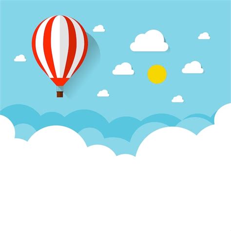 Облачно небо фоне красочных воздушных шаров | Бесплатно векторы