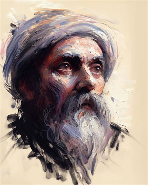 Premium AI Image Oil Portrait Of An Old Man Thick Brush Strokes Ideal