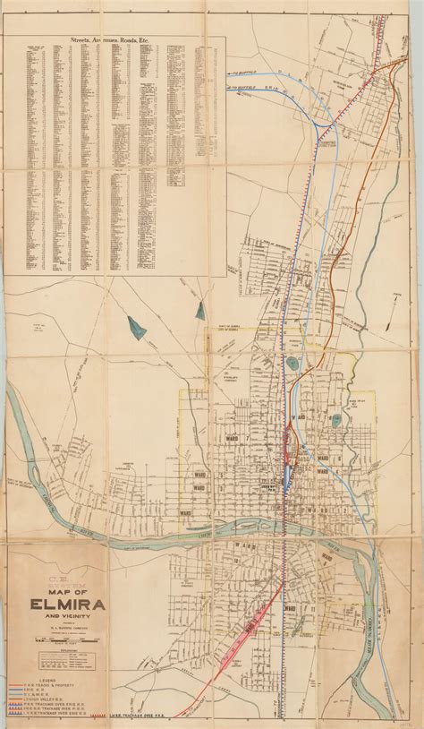 Map of Elmira and Vicinity - Curtis Wright Maps