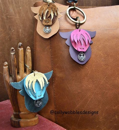 Leather Highland Cow Zipper Pull Key Chain Bag Purse Charm Etsy