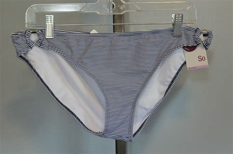 So Ring Side Hipster Bikini Swim Bottom Juniors Xl Navy Stripe