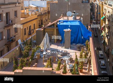 Roof Garden In The Barceloneta District Barcelona Stock Photo Alamy