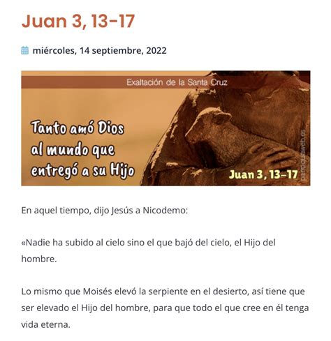 ParroquiaWeb es on Twitter Evangelio del día Exaltación de la Santa