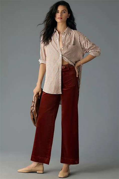 The Colette Cropped Wide Leg Corduroy Pants By Maeve Anthropologie