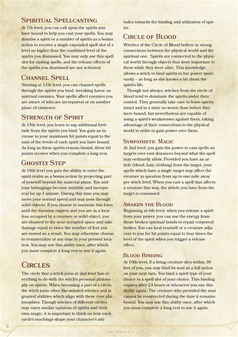 dnd  homebrew witch class  zarieth dnd  homebrew home