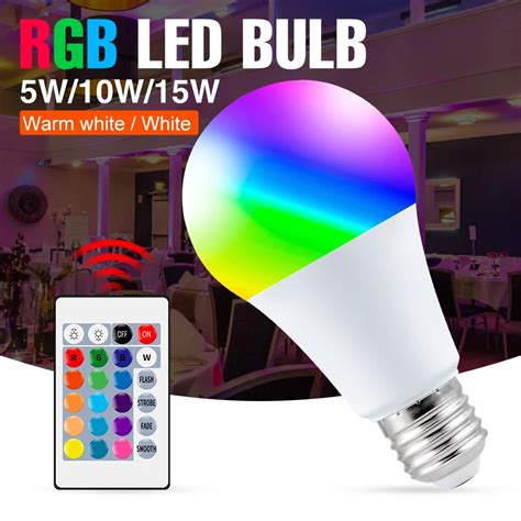 Lámpara Led E27 Foco De Luz Rgb Regulable De 16 Colores 220v 5w 10w 15w Control