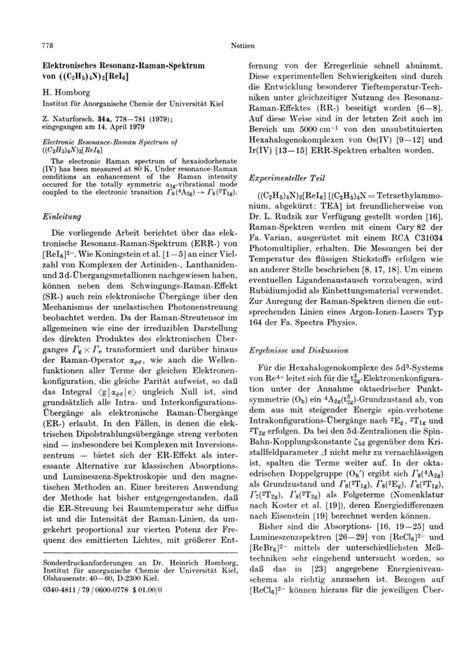 Pdf Elektronisches Resonanz Raman Spektrum Von C H N Rei