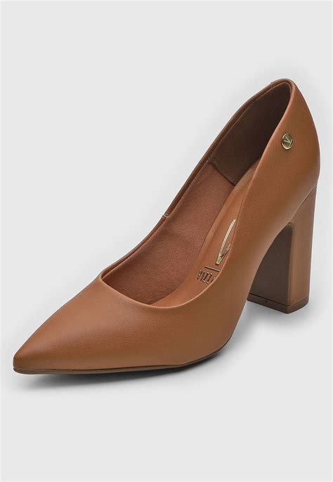 Scarpin Vizzano Salto Grosso Nude Compre Agora Dafiti Brasil