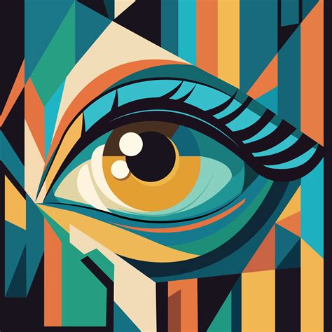 eye in abstract art style, cubic style for poster, banner or background
