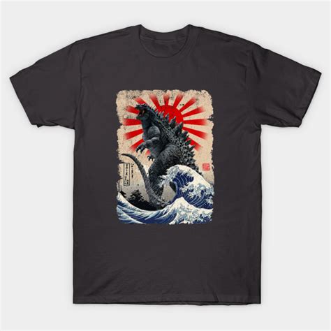 Godzilla And The Great Wave Godzilla T Shirt Teepublic