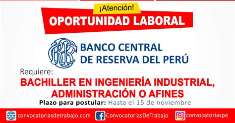 Convocatoria BANCO CENTRAL DE RESERVA BCRP 1 Especialista En