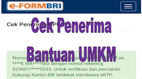 Cara Daftar Online Dapatkan Banpres UMKM Lewat BRI Login Lewat Eform