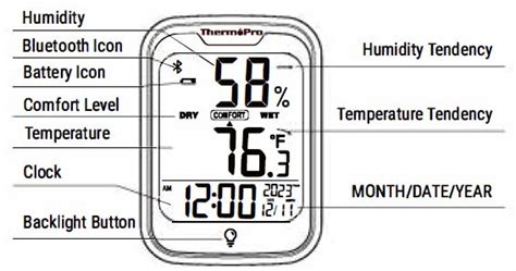 ThermoPro TP358 Bluetooth Indoor Thermometer Hygrometer Instruction Manual