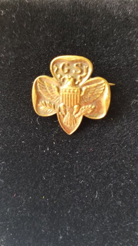 Vintage Girl Scout Membership Pin Stamped B Gold Plated Etsy