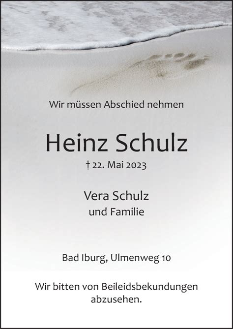 Traueranzeigen Von Heinz Schulz Noz Trauerportal