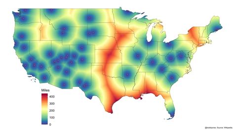 Distance to the nearest National Park by... - Maps on the Web